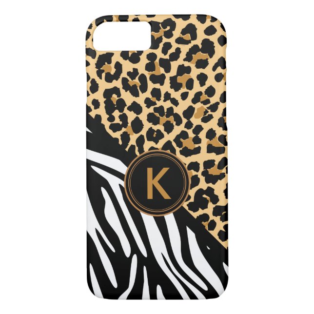 Capas de iphone de impressão do monograma Leopardo (Verso)