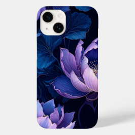 Capas de iphone de Lotus Azul Roxo Elegante