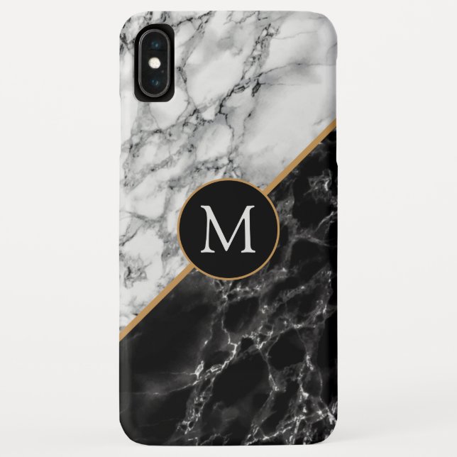 Capas de iphone de mármore preto e branco adicione (Verso)