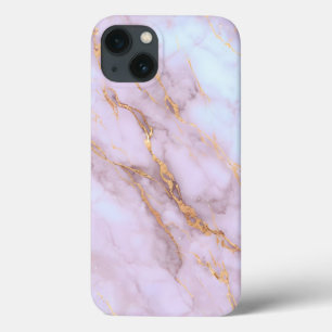 Capas de iphone de mármore rosa e Dourada - Série