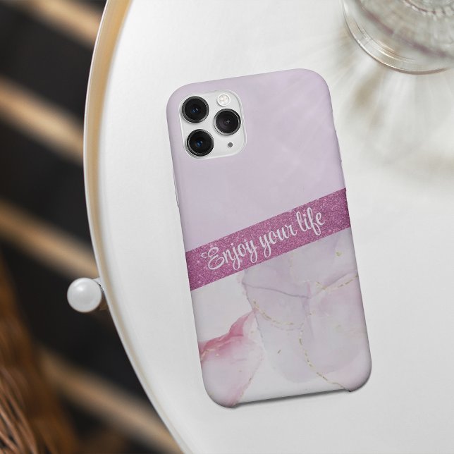 Capas de iphone de mármore rosa elegante (Elegant pink glitter-marble iPhone Case)