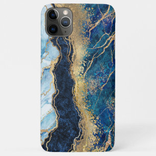 Capas de iphone de Matos Dourados de Mármore Azul