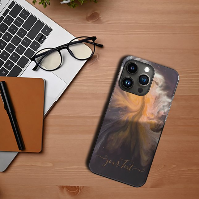 Capas de iphone de monograma abstrato preto-laranj (Orange-black abstract monogram iphone cases. Case- Case-Mate iPhone Case)