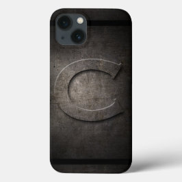 Capas de iphone de monograma C de metal preto