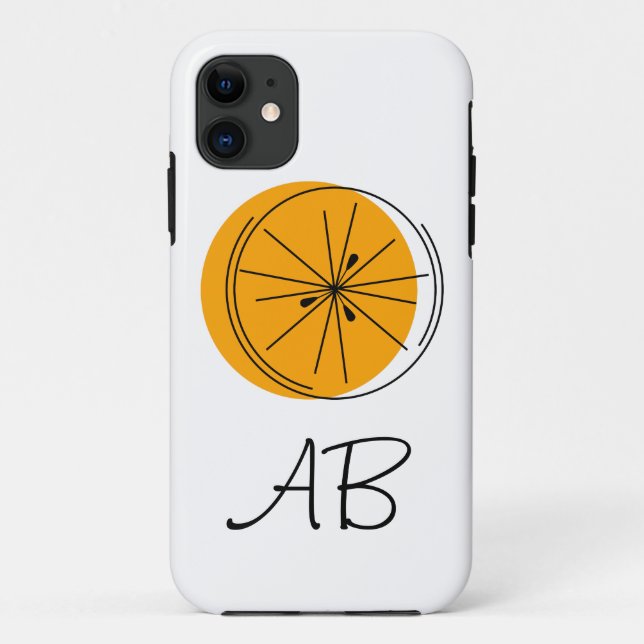 Capas de iphone de Monograma Citrus Orange (Verso)
