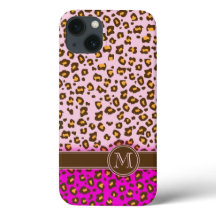 Capas de iphone de monograma cor-de-rosa com impre