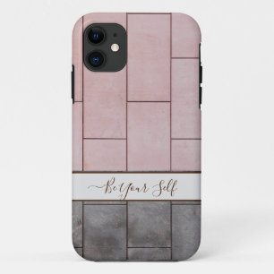 Capas de iphone de monograma, cor-de-rosa e azulej