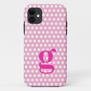 Capas de iphone de Monograma de Bolinhas Rosa