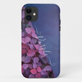 Capas de iphone de monograma de folhagem roxa e ro