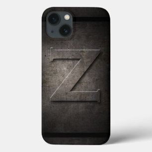Capas de iphone de Monograma de Metal Negro Z