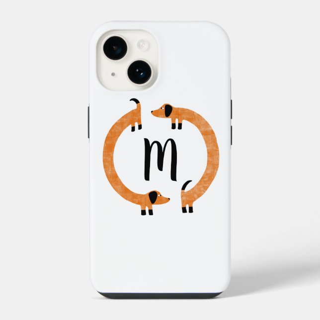 Capas de iphone de monograma de salsicha (Verso)