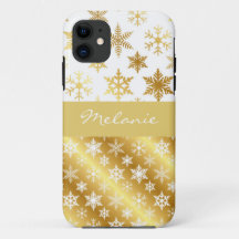 Capas de iphone de Monograma Dourado de Neve Elega