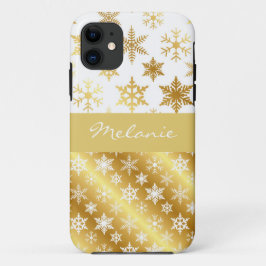 Capas de iphone de Monograma Dourado de Neve Elega