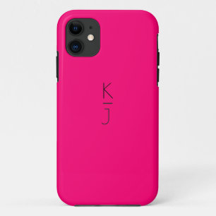 Capas de iphone de Monograma Editável Cor-de-Rosa