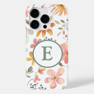 Capas de iphone de Monograma Floral Pastel