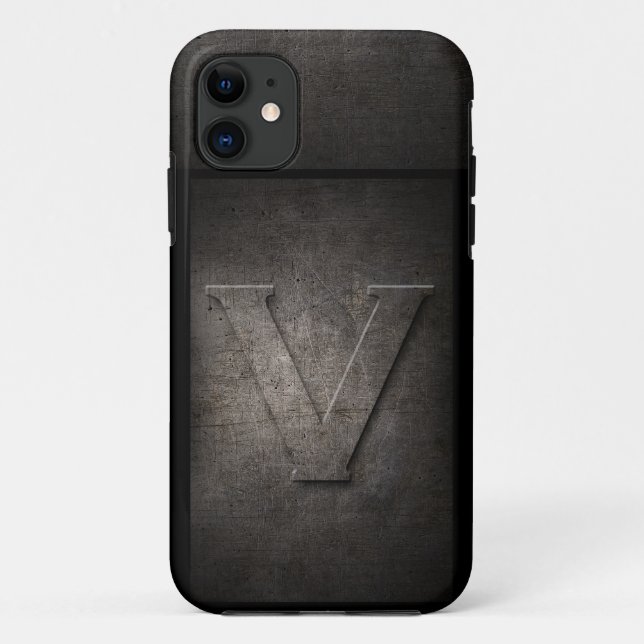 Capas de iphone de Monograma Grunge Metal (Verso)
