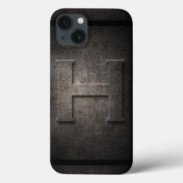 Capas de iphone de monograma H de metal preto