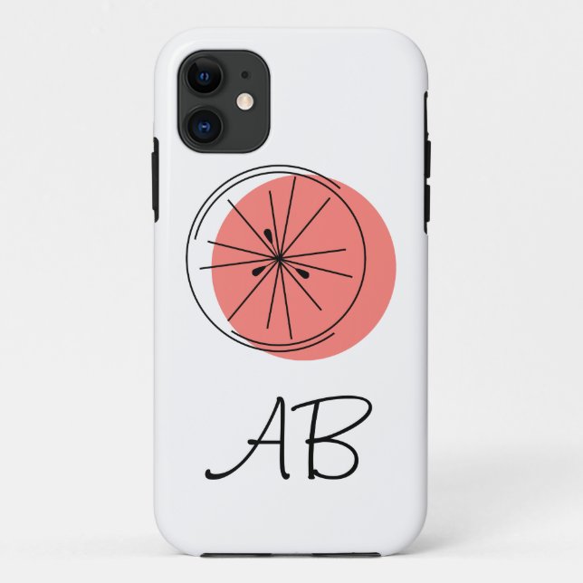 Capas de iphone de Monograma Rosa Citrus (Verso)