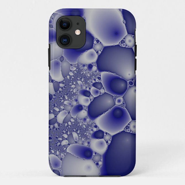 capas de iphone de mosaico de pedra azul e branca (Verso)