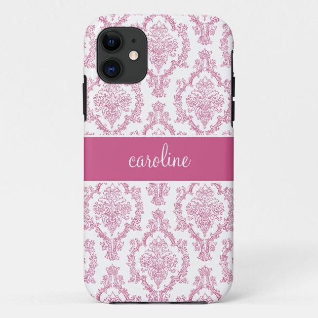 capas de iphone de Na moda Damask (Rosa) (Verso)