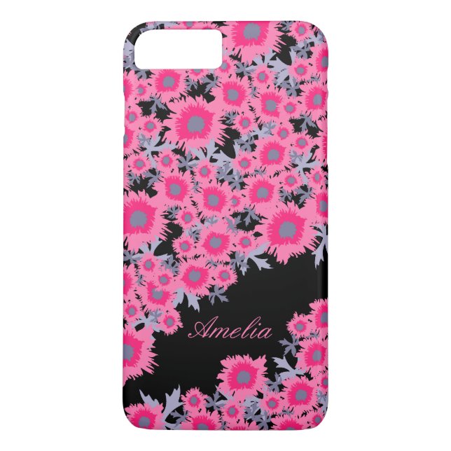 capas de iphone de nome de damasco preto rosa-papo (Verso)