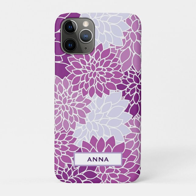 Capas de iphone de Padrão de Flor Roxo Personaliza (Verso)