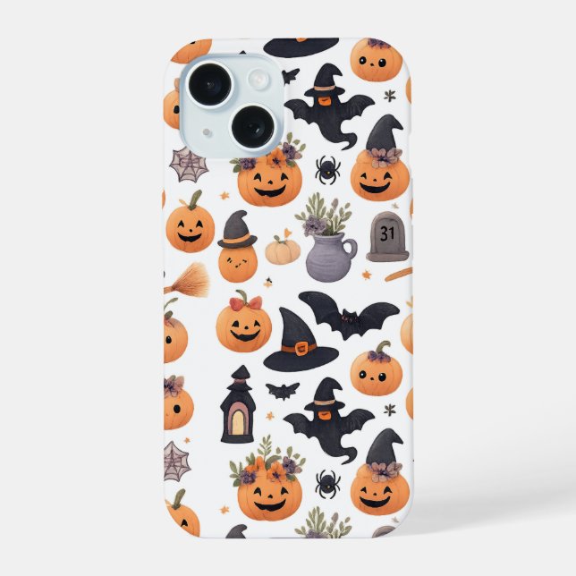 Capas de iphone de Padrão de Ícones do Halloween (Verso)