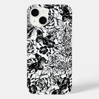 Capas de iphone de padrão floral preto e branco