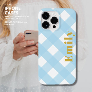 Capas de iphone de Verificação Moderna Azul Person