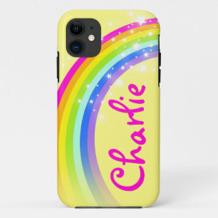Capas de iphone do amarelo do arco-íris da letra