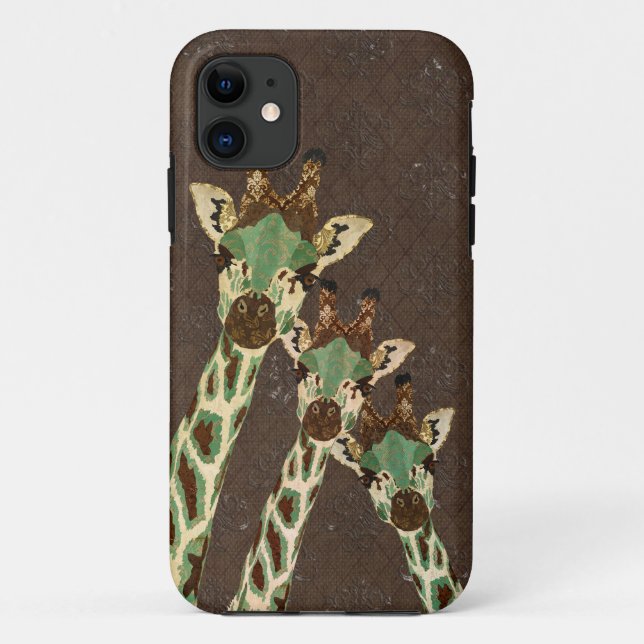 Capas de iphone do damasco dos girafas da cerceta (Verso)