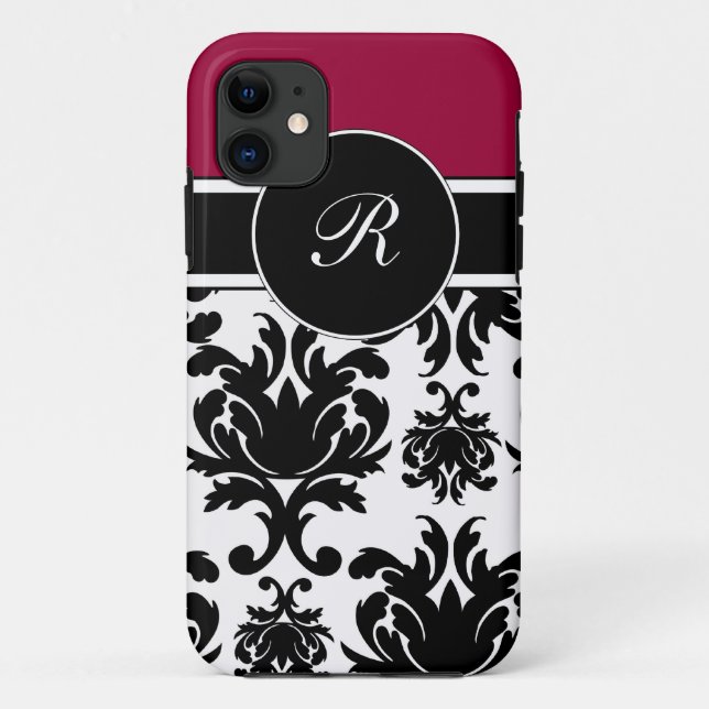 Capas de iphone do damasco Monogrammed (Verso)
