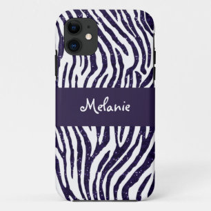 Capas de iphone do monograma da zebra do brilho