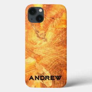 Capas de iphone do nome do Ouro do padrão da madei