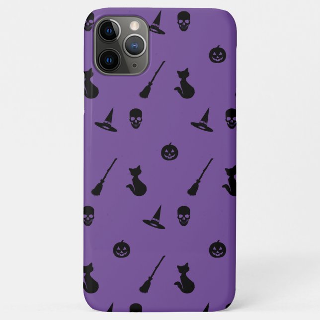 capas de iphone do padrão Halloween em roxo (Verso)