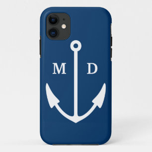 Capas de iphone dos azuis marinhos com monograma