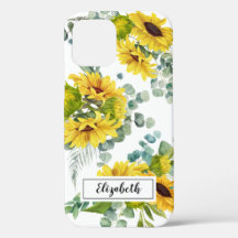 Capas de iphone Dotada Floral de Girassol Amarelo
