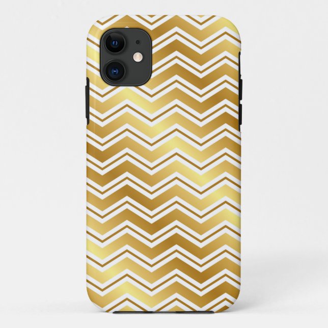 Capas de iphone Dourada Chevron Zig Zag Elegante (Verso)