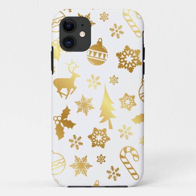 Capas de iphone Dourada de Natal Elegante (Verso)