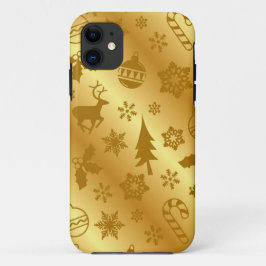 Capas de iphone Dourada de Natal Elegante