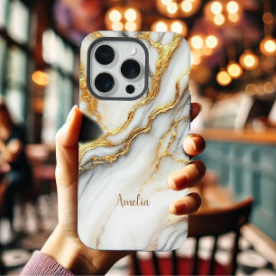 Capas de iphone Dourada Luxuosa Marble Personaliza