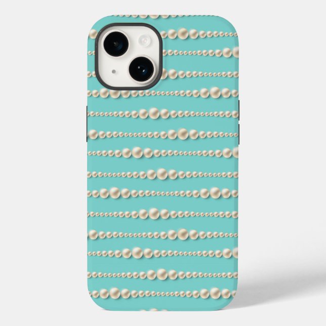 Capas de iphone Elegante De Teal E Pérolas Inspira (Verso)