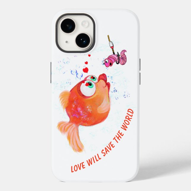 Capas de iphone engraçada com Peixe e Verme Replet (Verso)