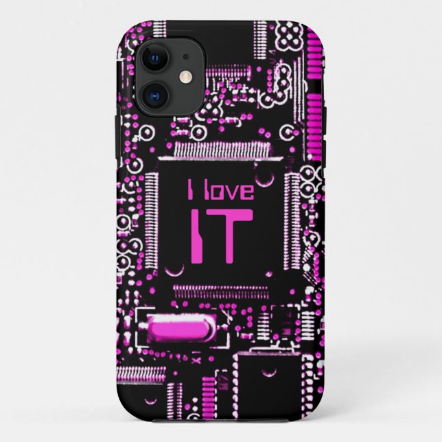 Capas de iphone "Eu adoro TI" rosa-circuito (Verso)