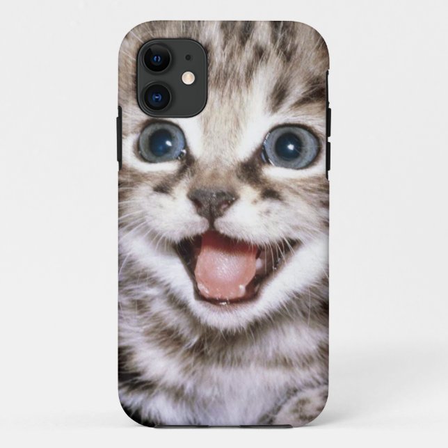 Capas de iphone Excited bonitos do gatinho (Verso)