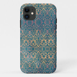 Capas de iphone florais do Grunge do damasco azul