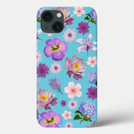 Capas de iphone Floral Azul e Púrpura