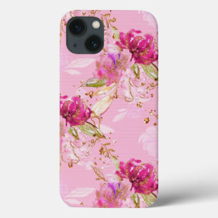 Capas de iphone floral cor-de-rosa de gabinete