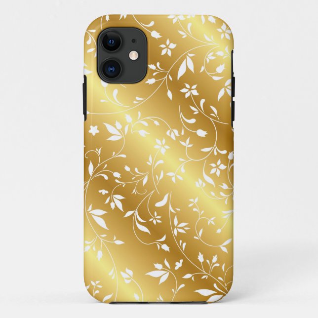 Capas de iphone Floral Dourada Elegante (Verso)
