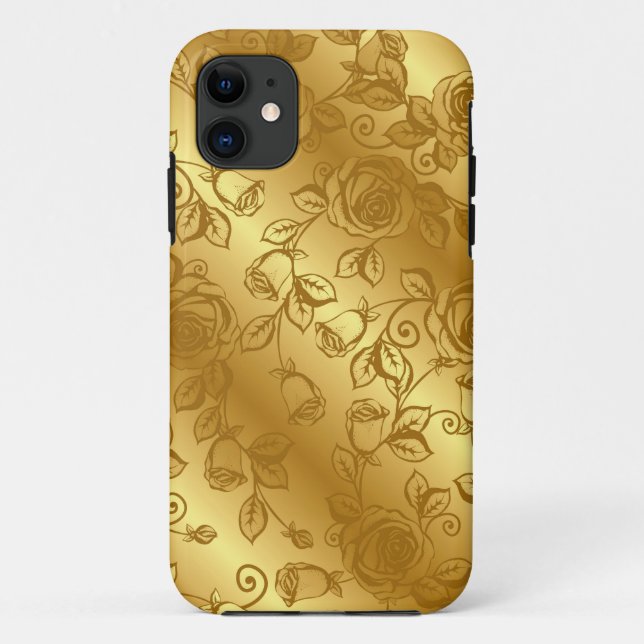 Capas de iphone Floral Dourada Elegante (Verso)